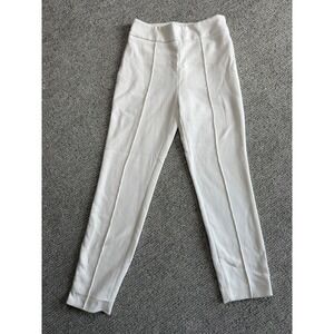 HM Womens White Pintuck Ankle Trousers Size 2 Slim Fit High Rise Dress Pants